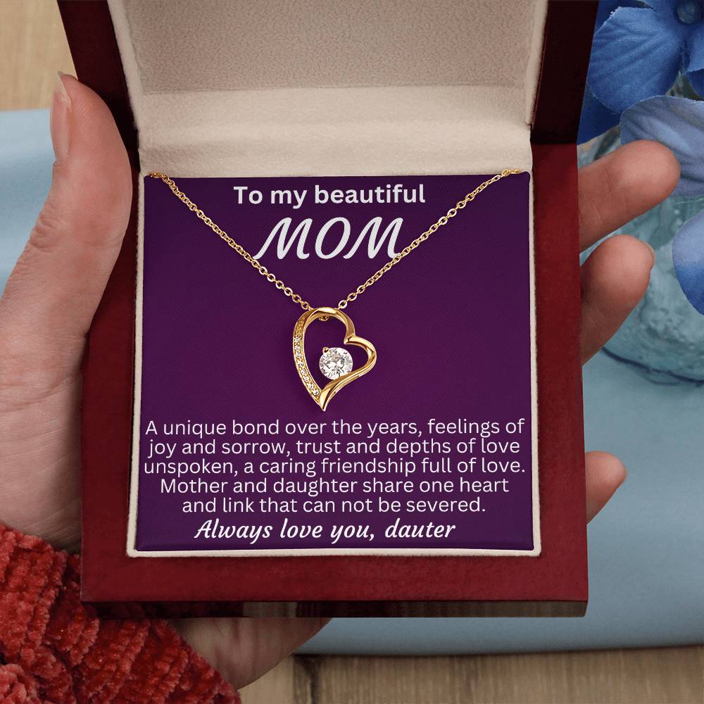 For my mom, I love you endlessly, Forever Love Necklace with On Demand Message Card