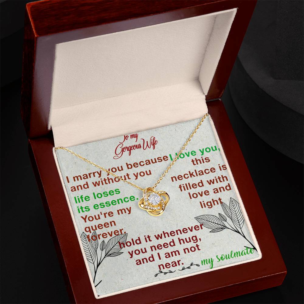 For my wife, you are my soulmate, Love Knot Necklace