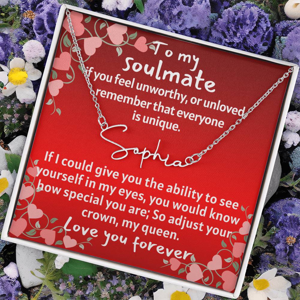 For my wife, I love you always, Signature Name Necklace (With MC)