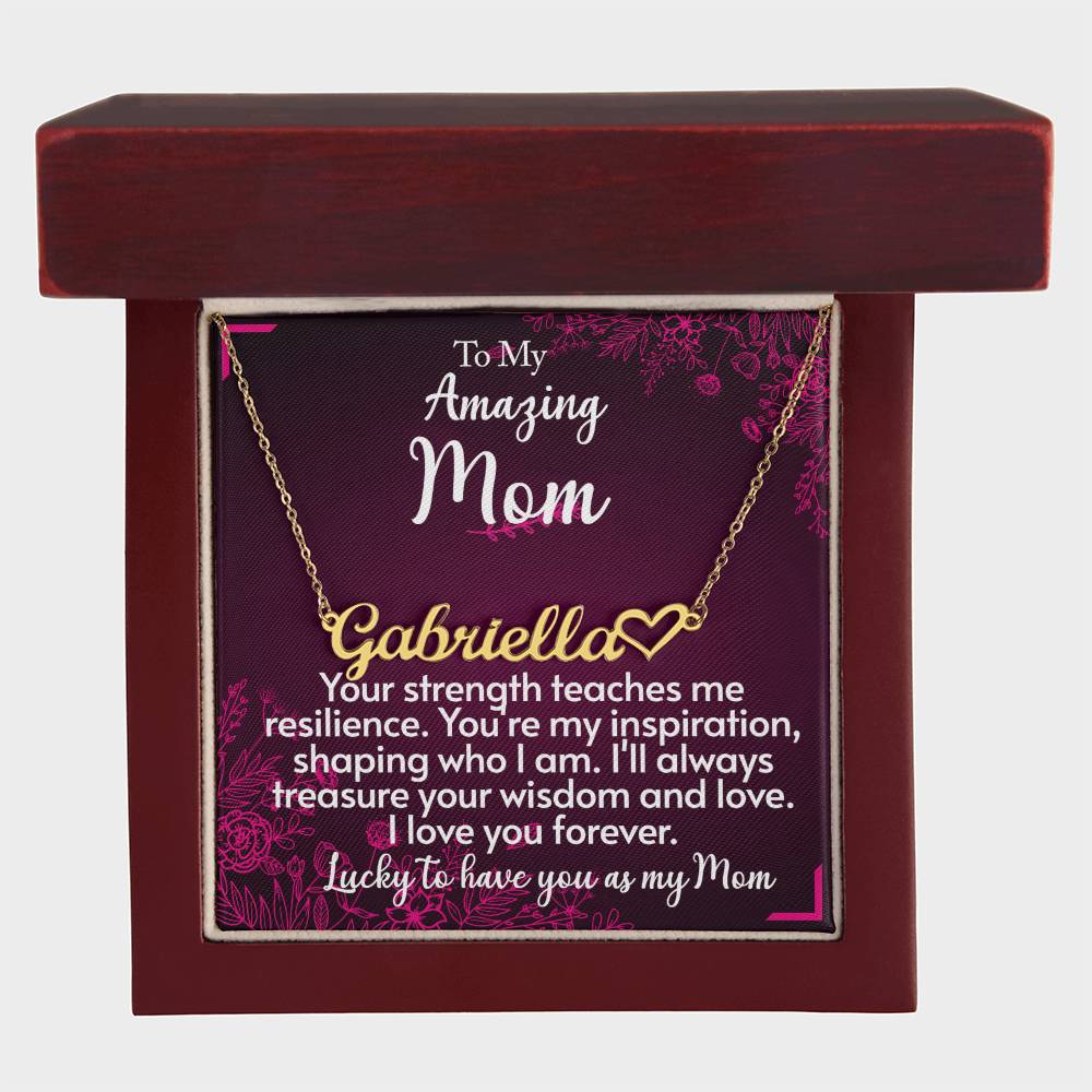 For my mom, I love you forever, Name Necklace + Heart Character (w/MC)