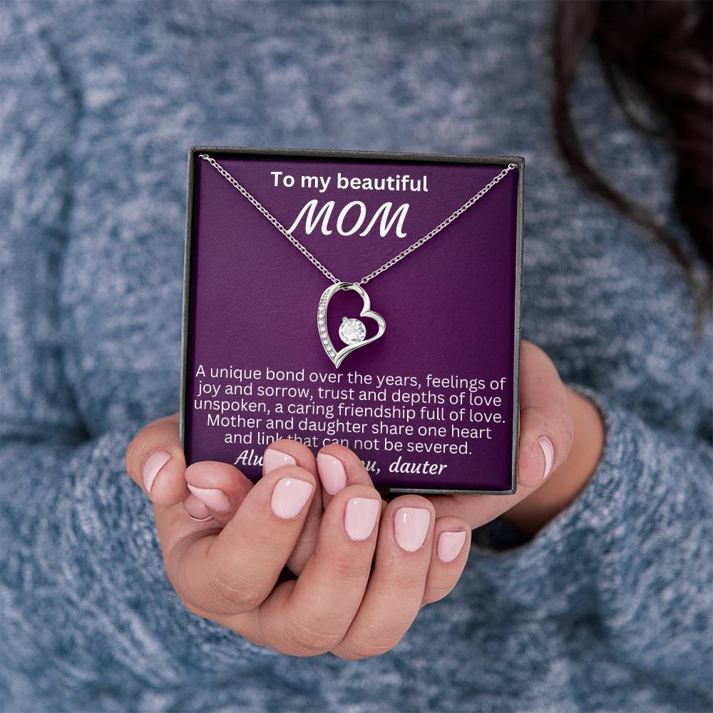 For my mom, I love you endlessly, Forever Love Necklace with On Demand Message Card