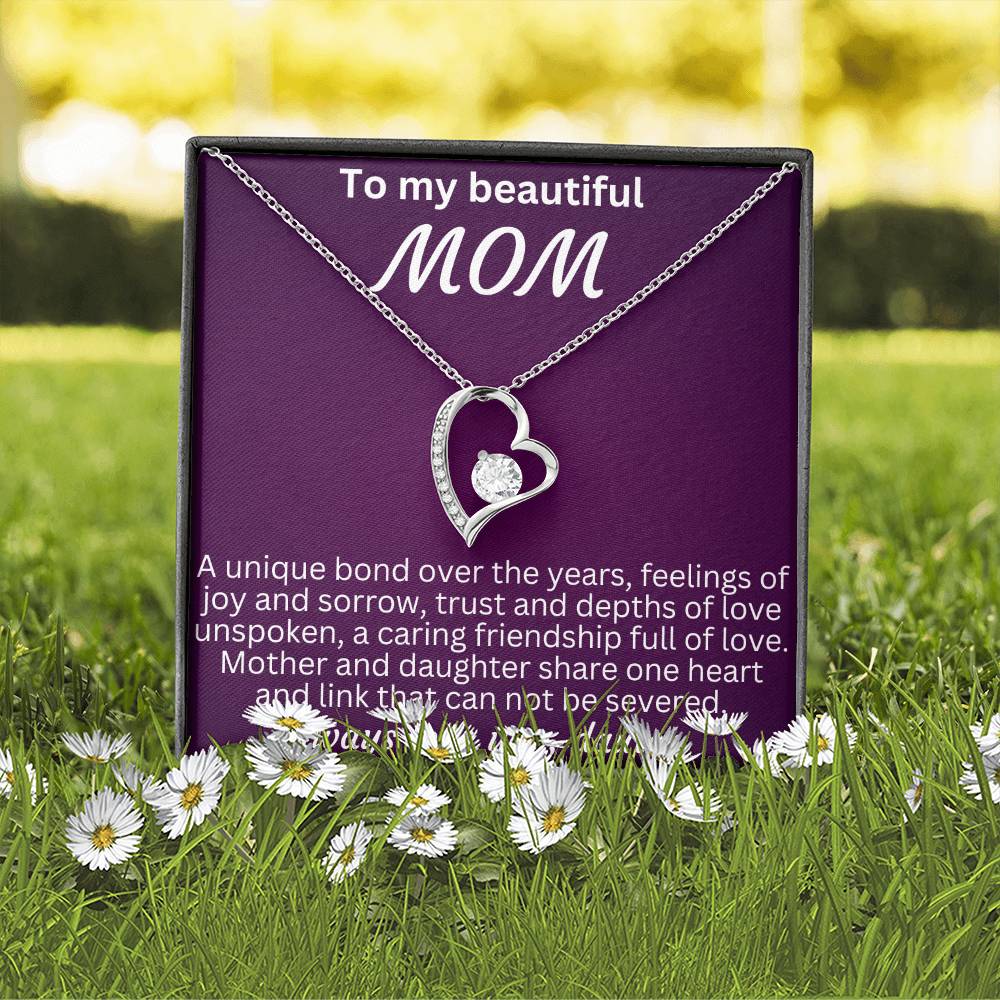 For my mom, I love you endlessly, Forever Love Necklace with On Demand Message Card