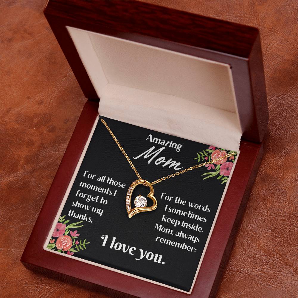 For my mom, I love you endlessly, Forever Love Necklace with On Demand Message Card