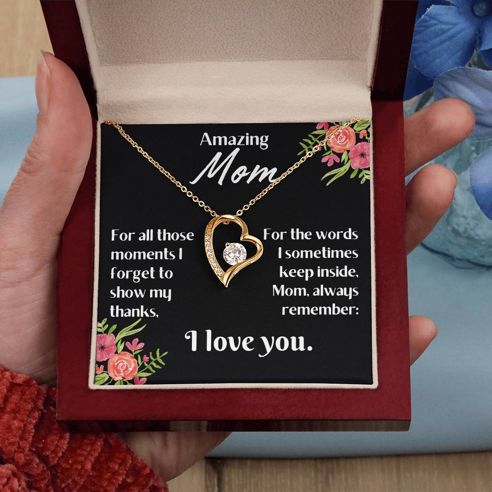 For my mom, I love you endlessly, Forever Love Necklace with On Demand Message Card