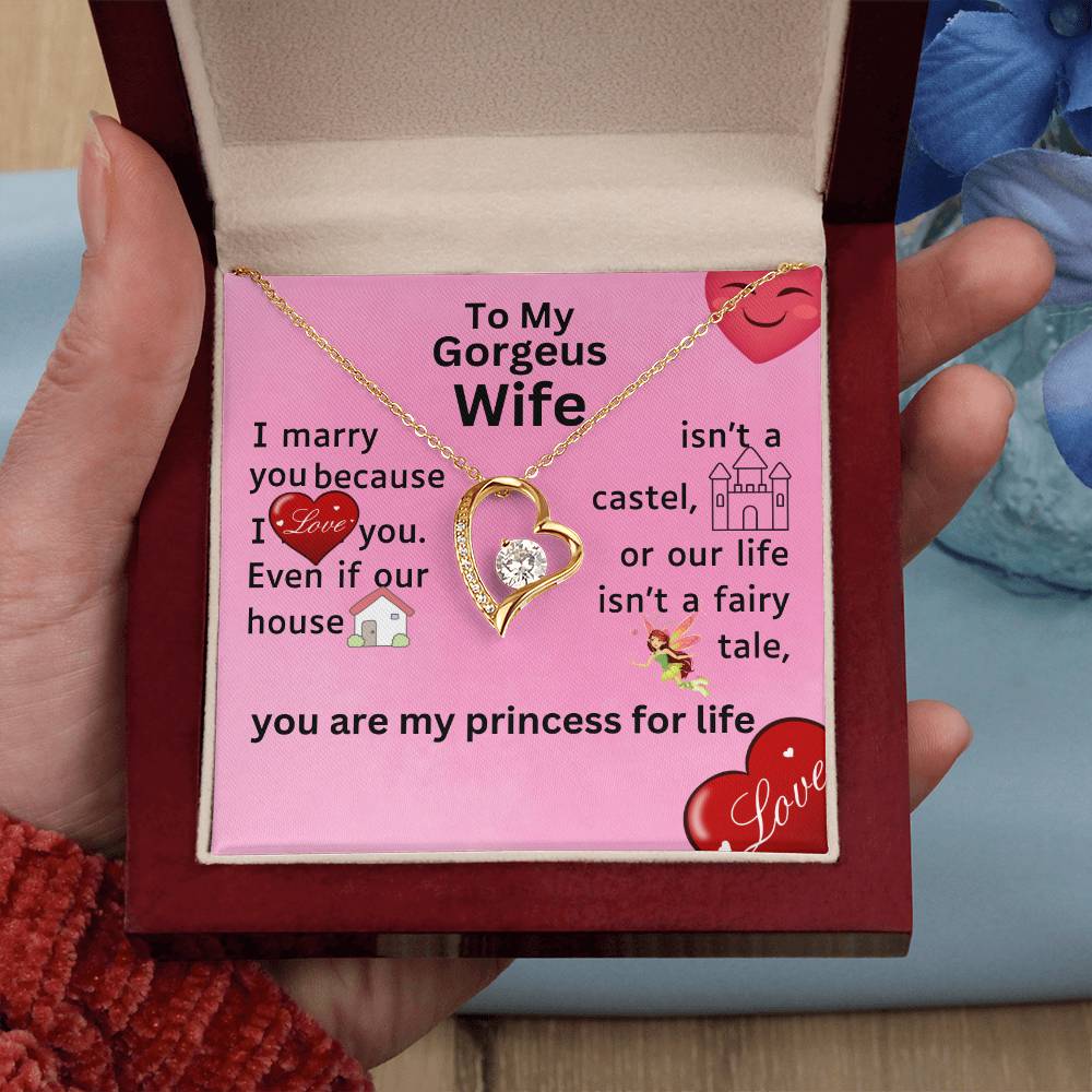 For my wife, I love you forever, Forever Love Necklace with On Demand Message Card