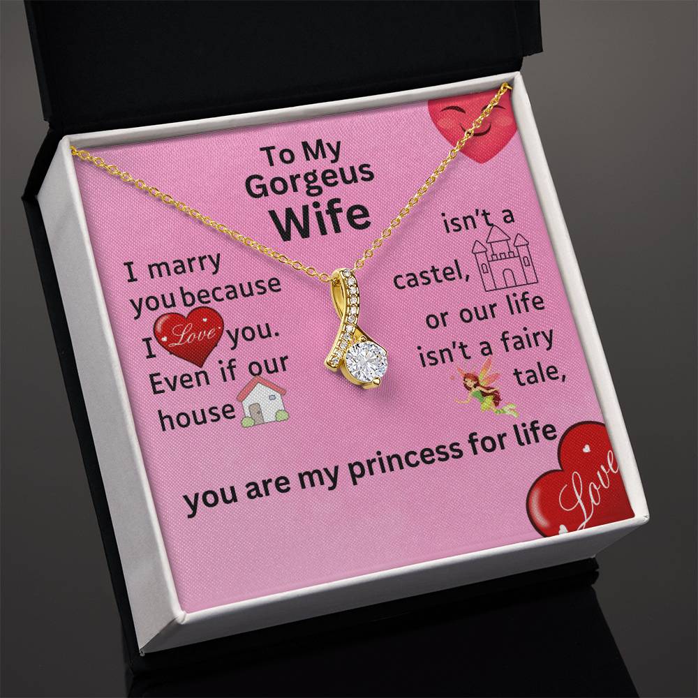 For my wife, I love you endlessly, Alluring Beauty Necklace (Yellow & White Gold Variants)