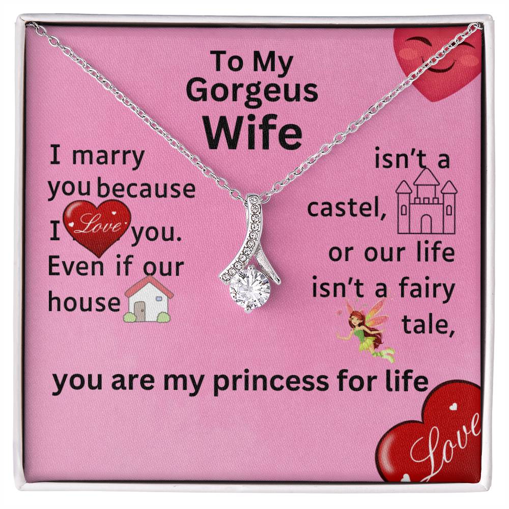 For my wife, I love you endlessly, Alluring Beauty Necklace (Yellow & White Gold Variants)