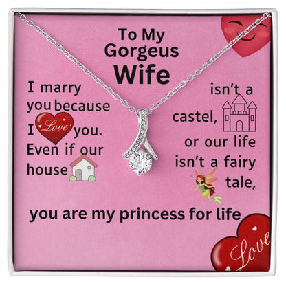 For my wife, I love you endlessly, Alluring Beauty Necklace (Yellow & White Gold Variants)