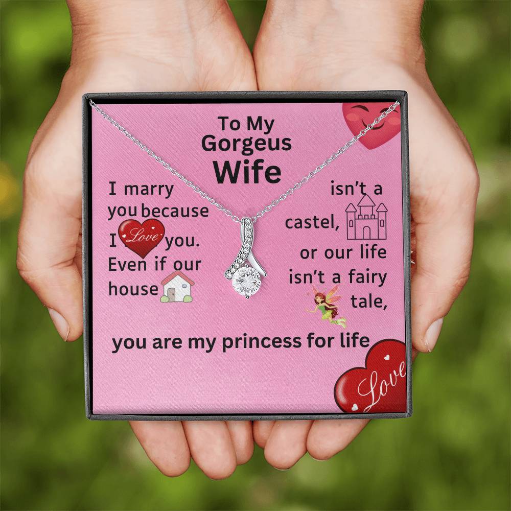 For my wife, I love you endlessly, Alluring Beauty Necklace (Yellow & White Gold Variants)