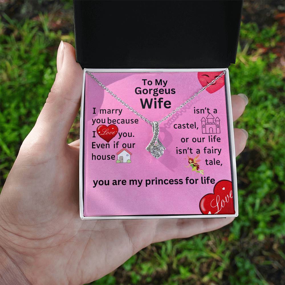 For my wife, I love you endlessly, Alluring Beauty Necklace (Yellow & White Gold Variants)