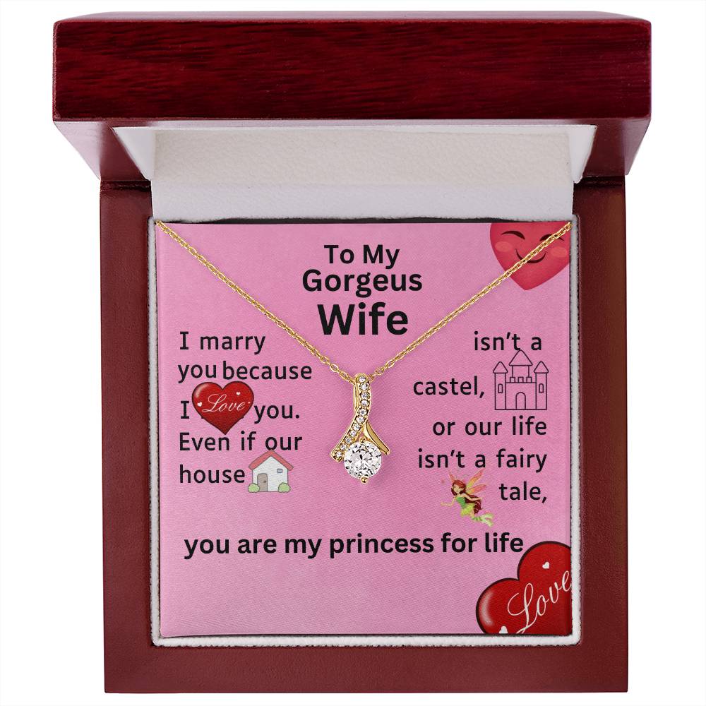 For my wife, I love you endlessly, Alluring Beauty Necklace (Yellow & White Gold Variants)