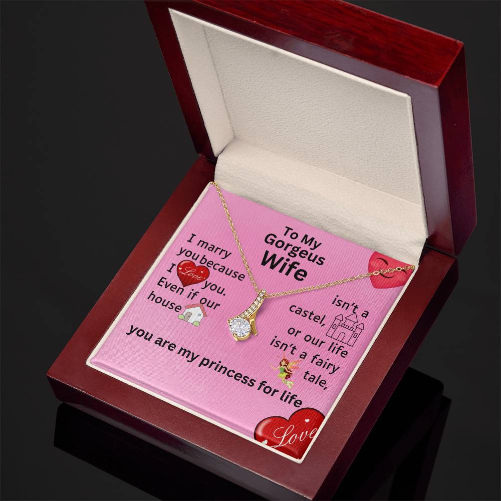 For my wife, I love you endlessly, Alluring Beauty Necklace (Yellow & White Gold Variants)