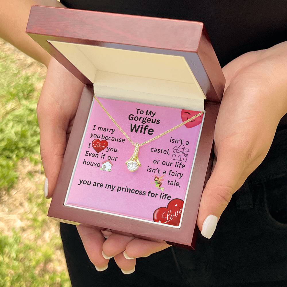 For my wife, I love you endlessly, Alluring Beauty Necklace (Yellow & White Gold Variants)