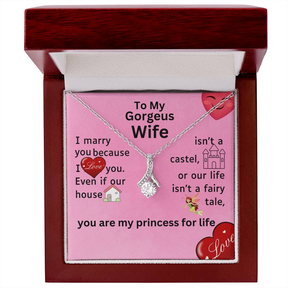 For my wife, I love you endlessly, Alluring Beauty Necklace (Yellow & White Gold Variants)