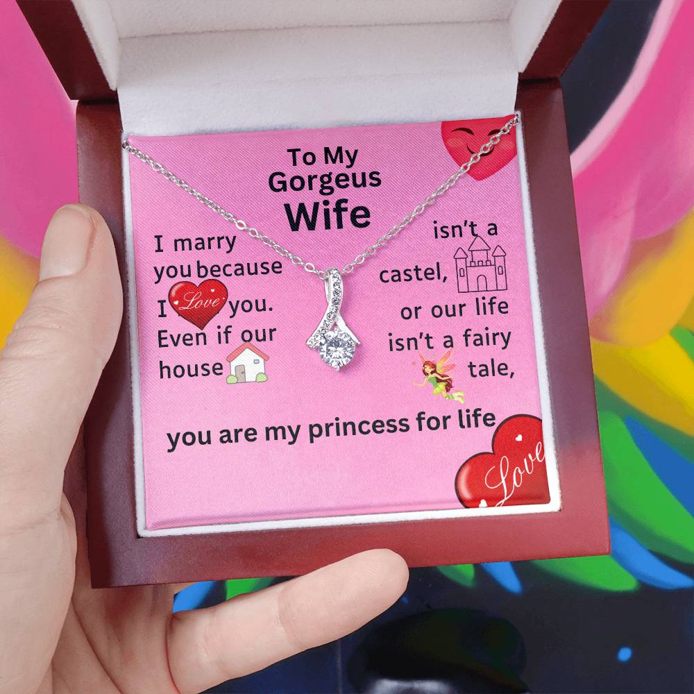 For my wife, I love you endlessly, Alluring Beauty Necklace (Yellow & White Gold Variants)