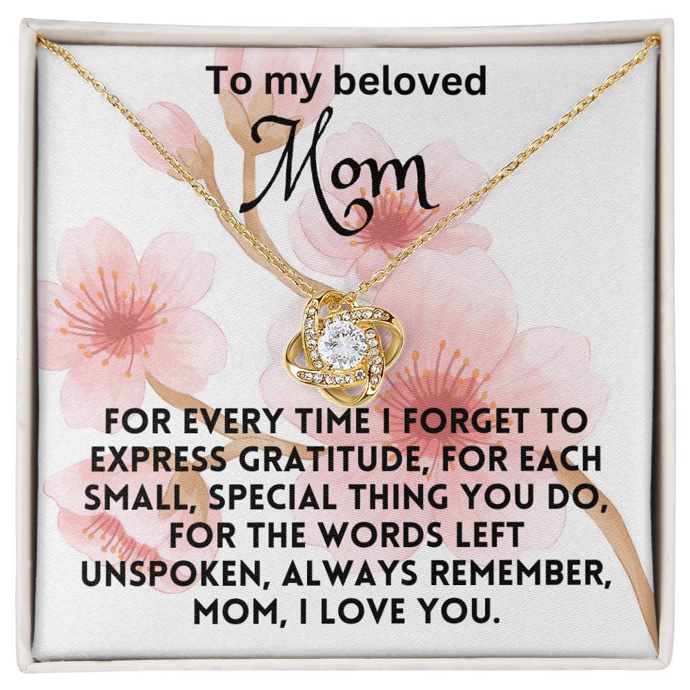 For my mom, love you endlessly, Love Knot Necklace (Yellow & White Gold Variants)