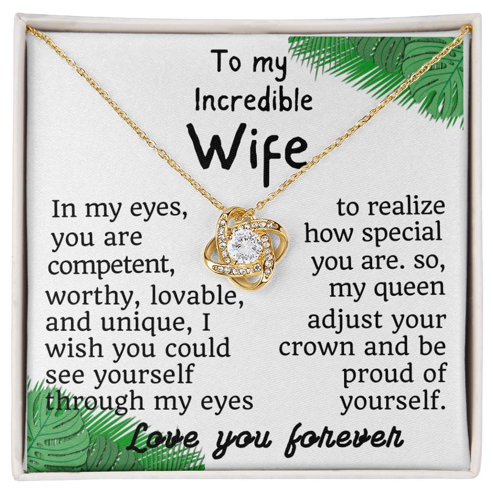 For my wife, love you forever, Love Knot Necklace (Yellow & White Gold Variants)