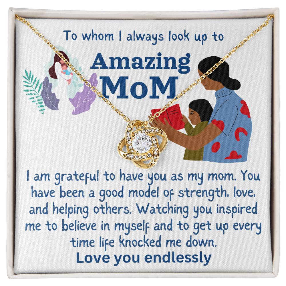 For my mom, I love you endlessly, Love Knot Necklace (Yellow & White Gold Variants)