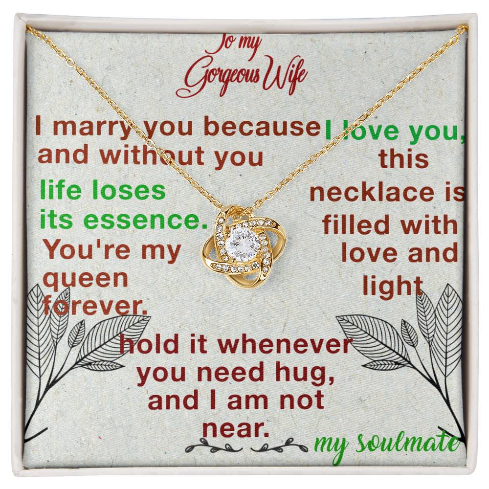 For my wife, you are my soulmate, Love Knot Necklace