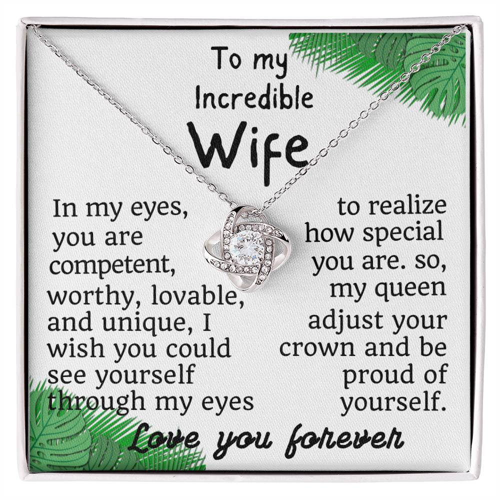 For my wife, love you forever, Love Knot Necklace (Yellow & White Gold Variants)