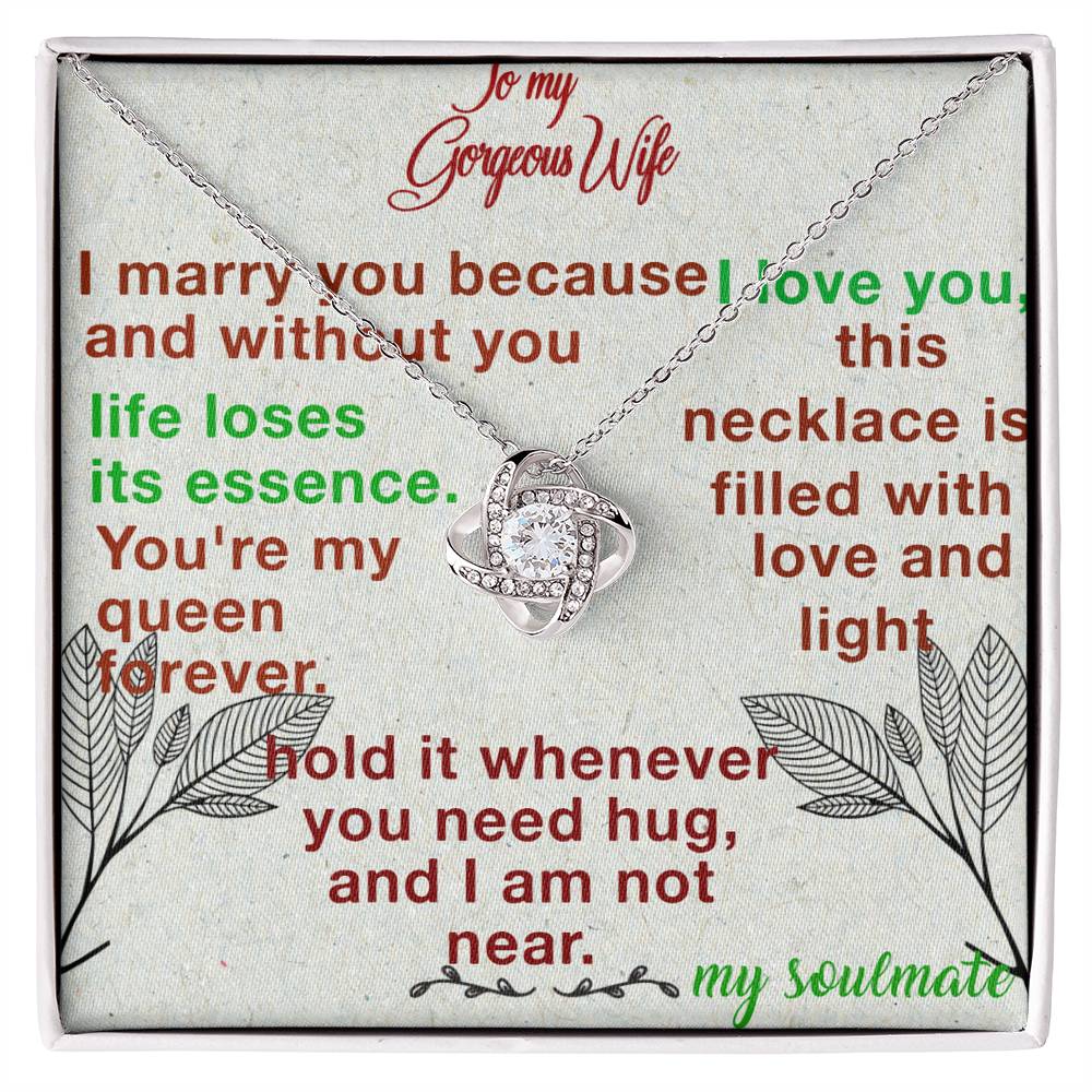 For my wife, you are my soulmate, Love Knot Necklace