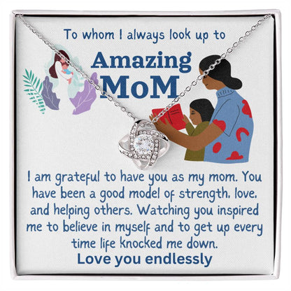 For my mom, I love you endlessly, Love Knot Necklace (Yellow & White Gold Variants)