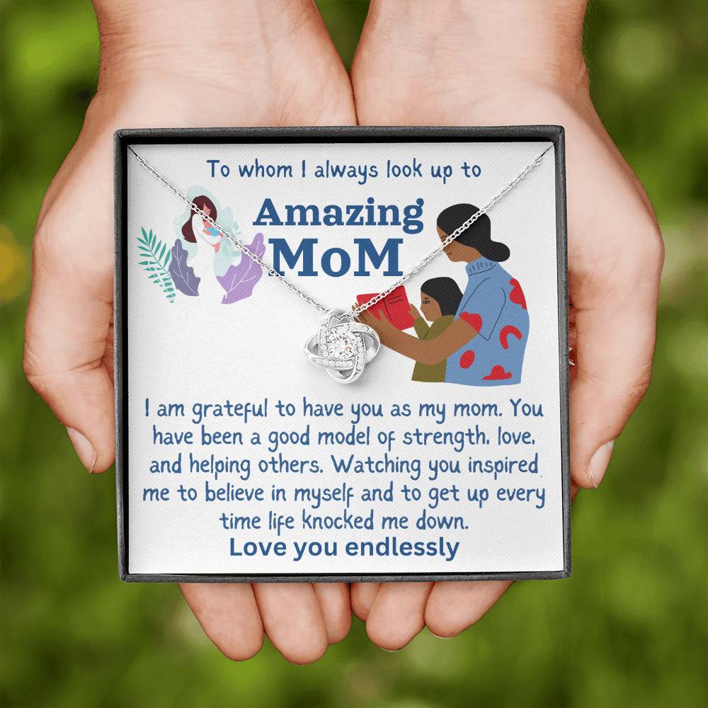 For my mom, I love you endlessly, Love Knot Necklace (Yellow & White Gold Variants)