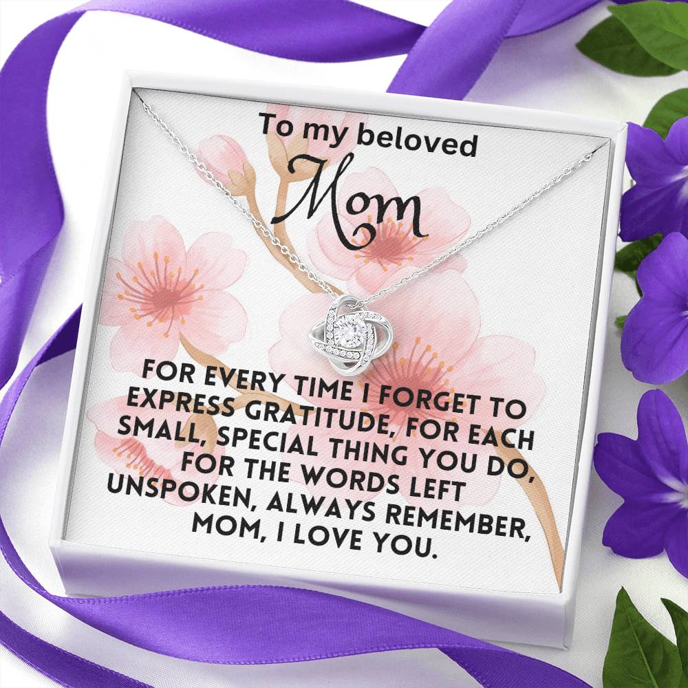 For my mom, love you endlessly, Love Knot Necklace (Yellow & White Gold Variants)