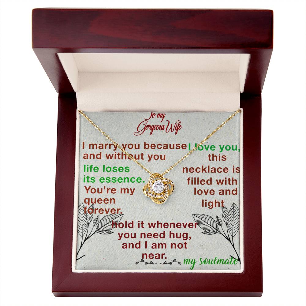 For my wife, you are my soulmate, Love Knot Necklace