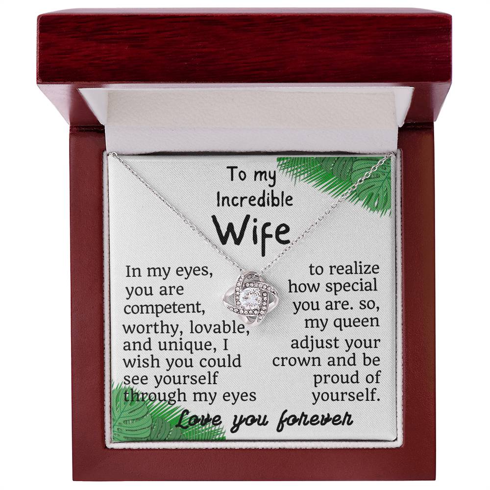 For my wife, love you forever, Love Knot Necklace (Yellow & White Gold Variants)