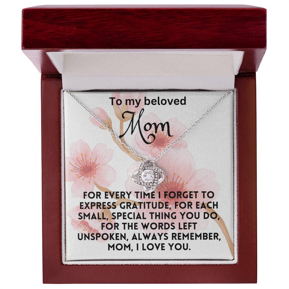 For my mom, love you endlessly, Love Knot Necklace (Yellow & White Gold Variants)