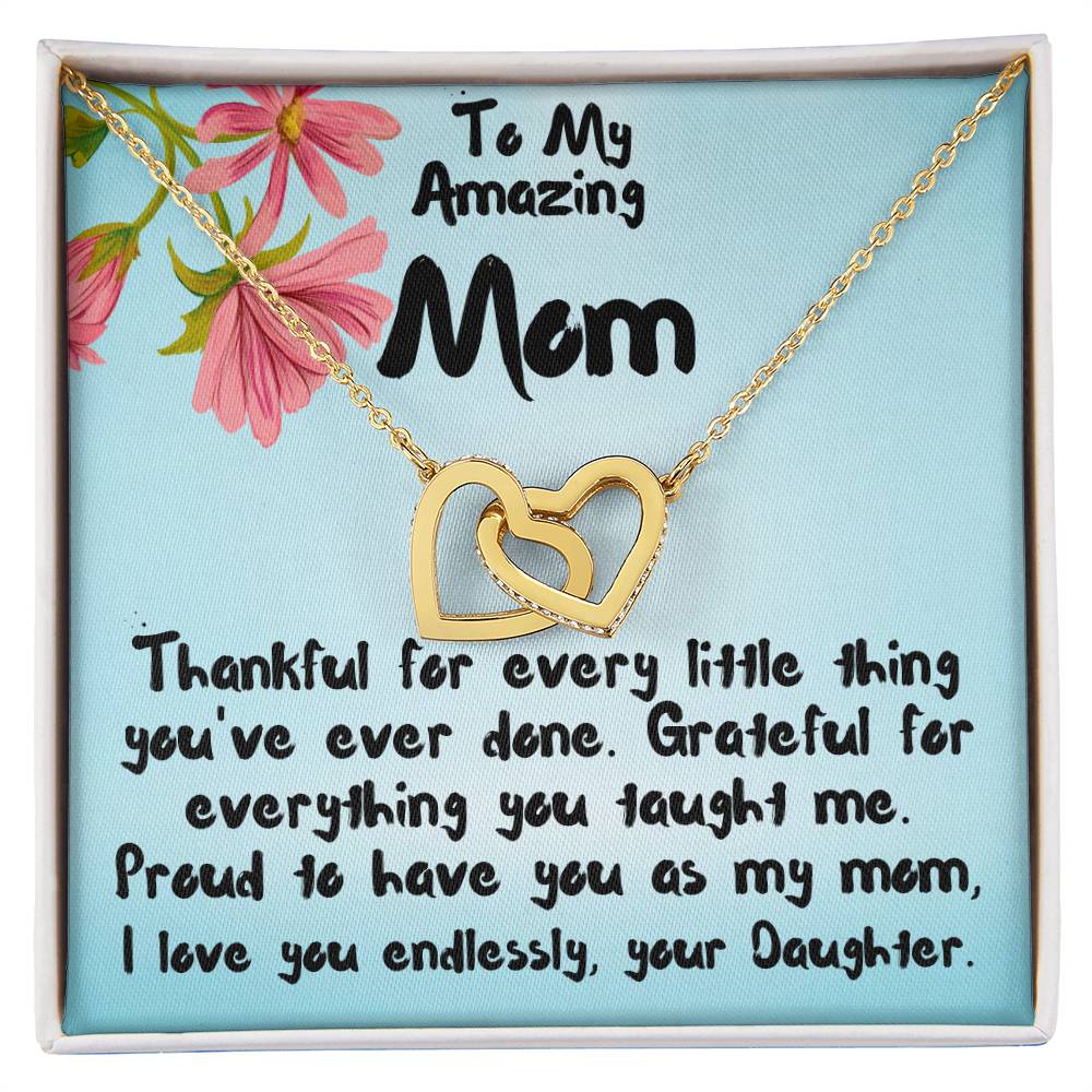 To my mom, I love you, Interlocking Hearts Necklace (Yellow & White Gold Variants)