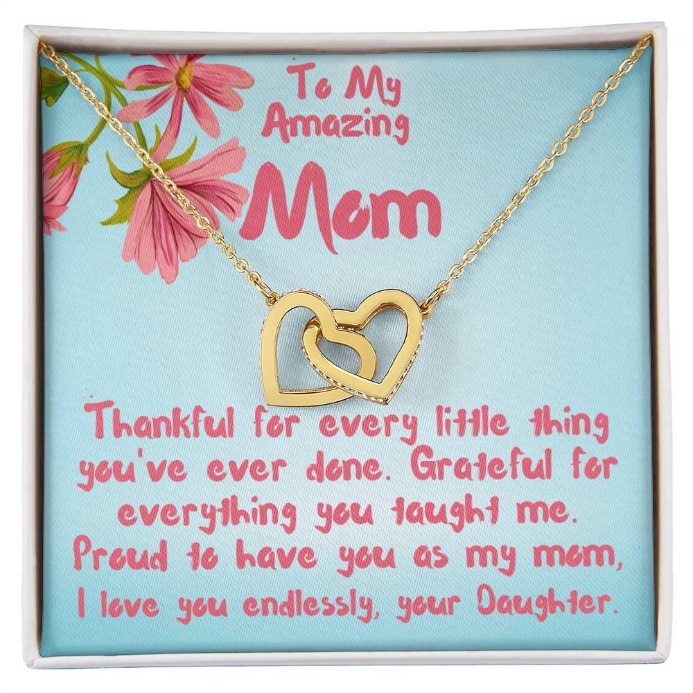 For my mom, I love you, Interlocking Hearts Necklace (Yellow & White Gold Variants)