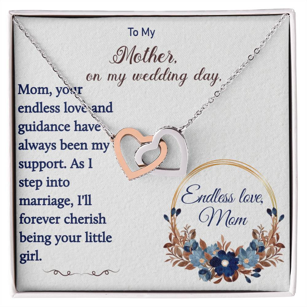 For my mom, thankful forever, Interlocking Hearts Necklace
