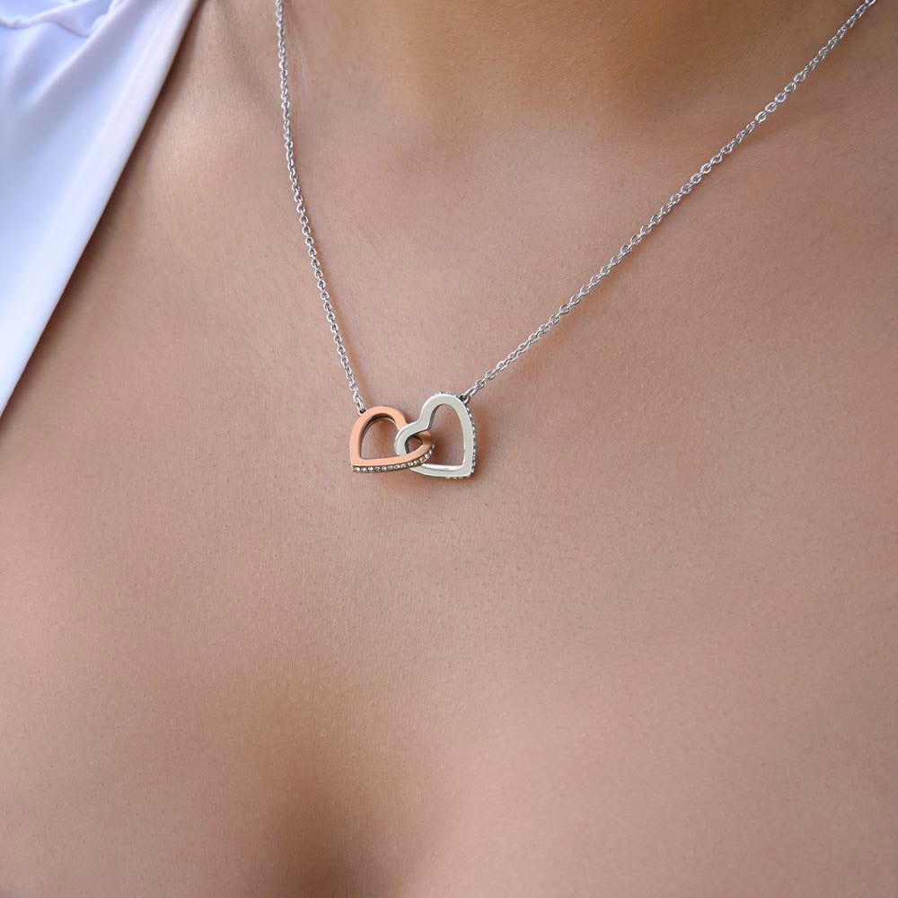 For my mom, love you always, Interlocking Hearts Necklace (Yellow & White Gold Variants)