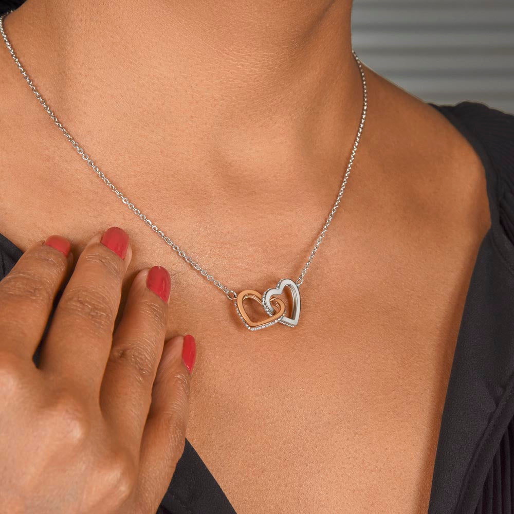 For my mom, love you endlessly, Interlocking Hearts Necklace (Yellow & White Gold Variants)