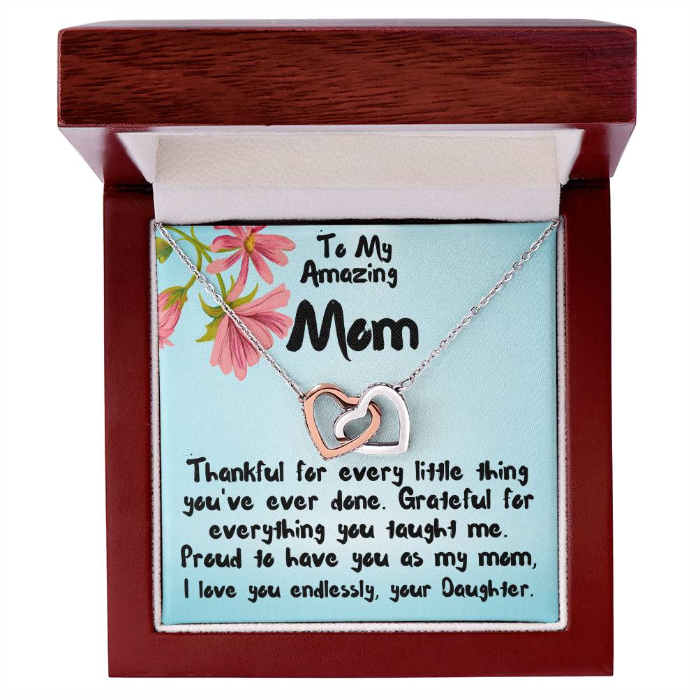 To my mom, I love you, Interlocking Hearts Necklace (Yellow & White Gold Variants)