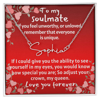 For my wife, I love you always, Signature Name Necklace (With MC)