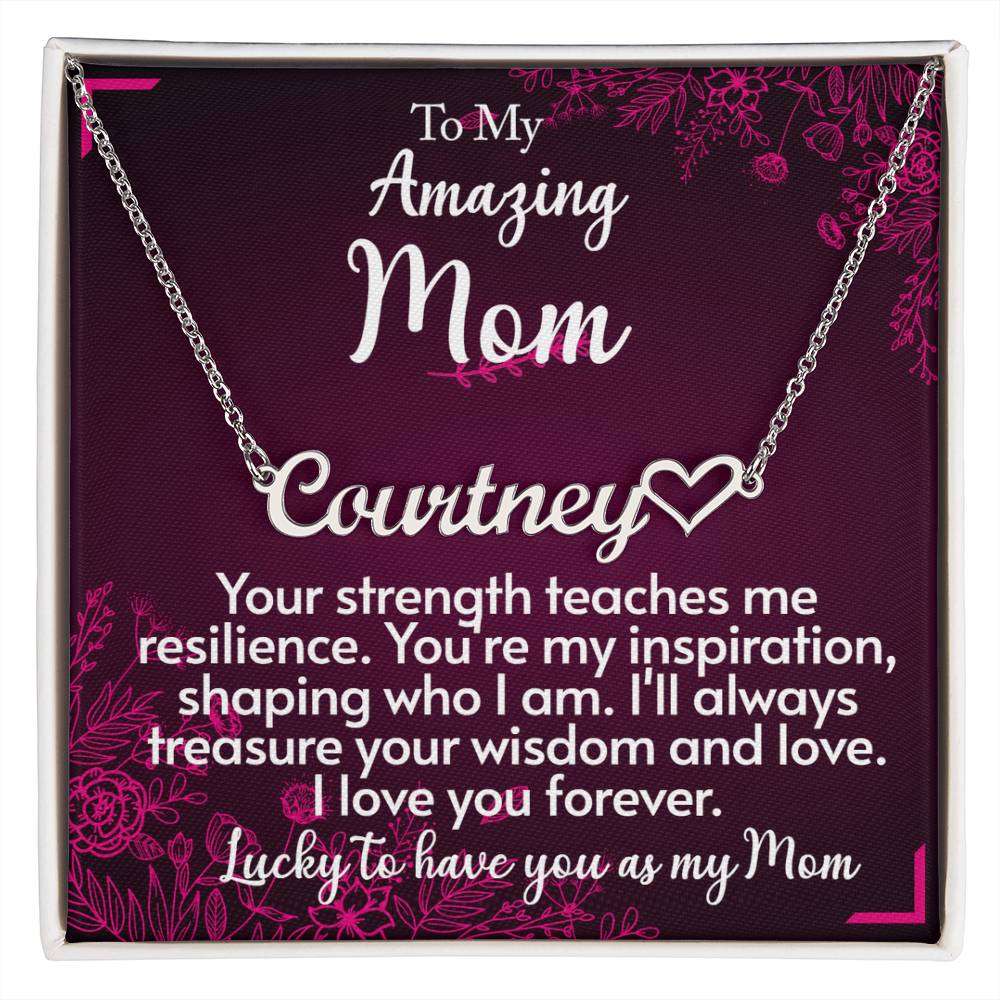 For my mom, I love you forever, Name Necklace + Heart Character (w/MC)