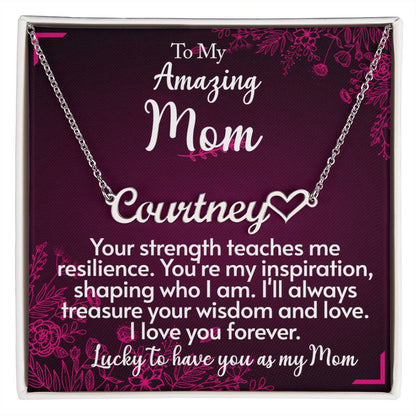 For my mom, I love you forever, Name Necklace + Heart Character (w/MC)