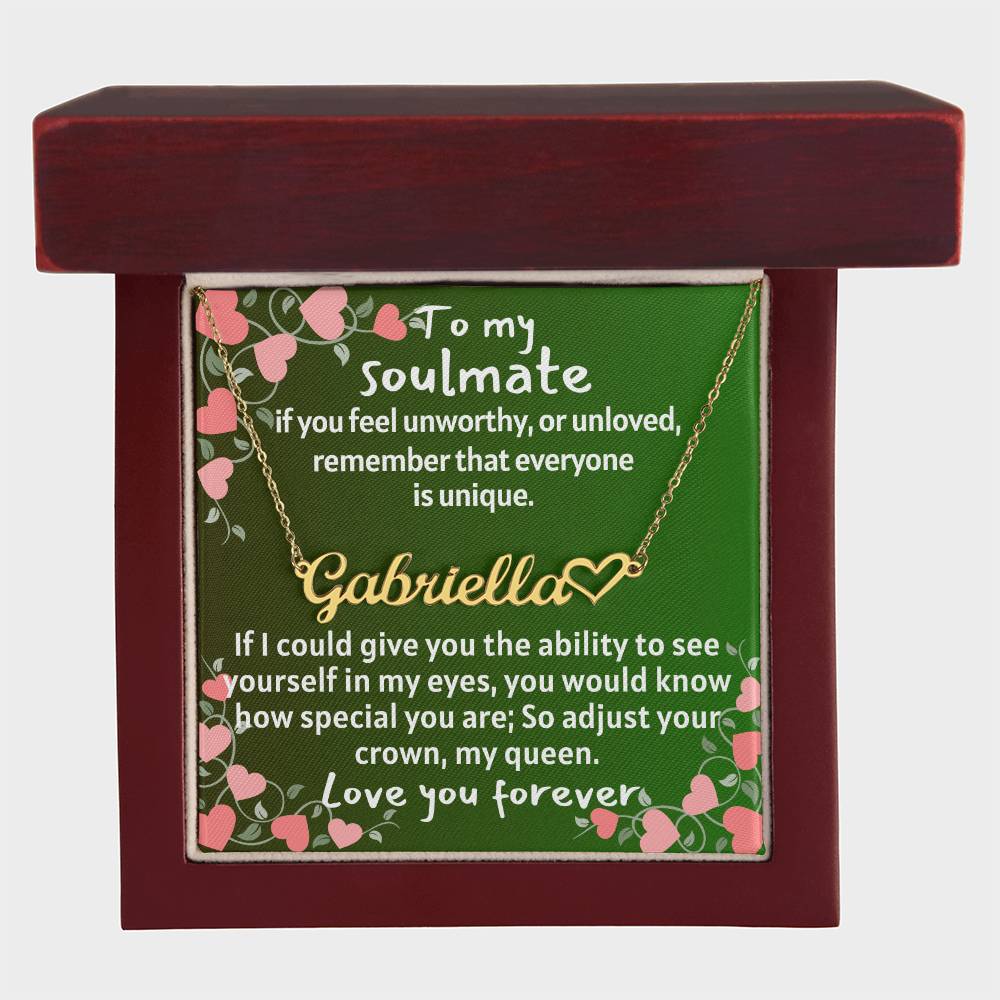 For my wife, love you endlessly, Name Necklace + Heart Character (w/MC)