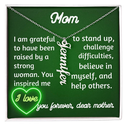 For my mom, I love you forever, Vertical Name Necklace W/MC