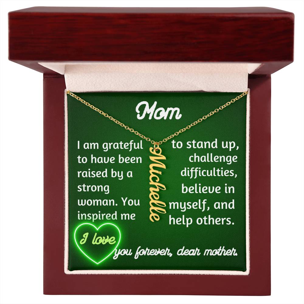 For my mom, I love you forever, Vertical Name Necklace W/MC