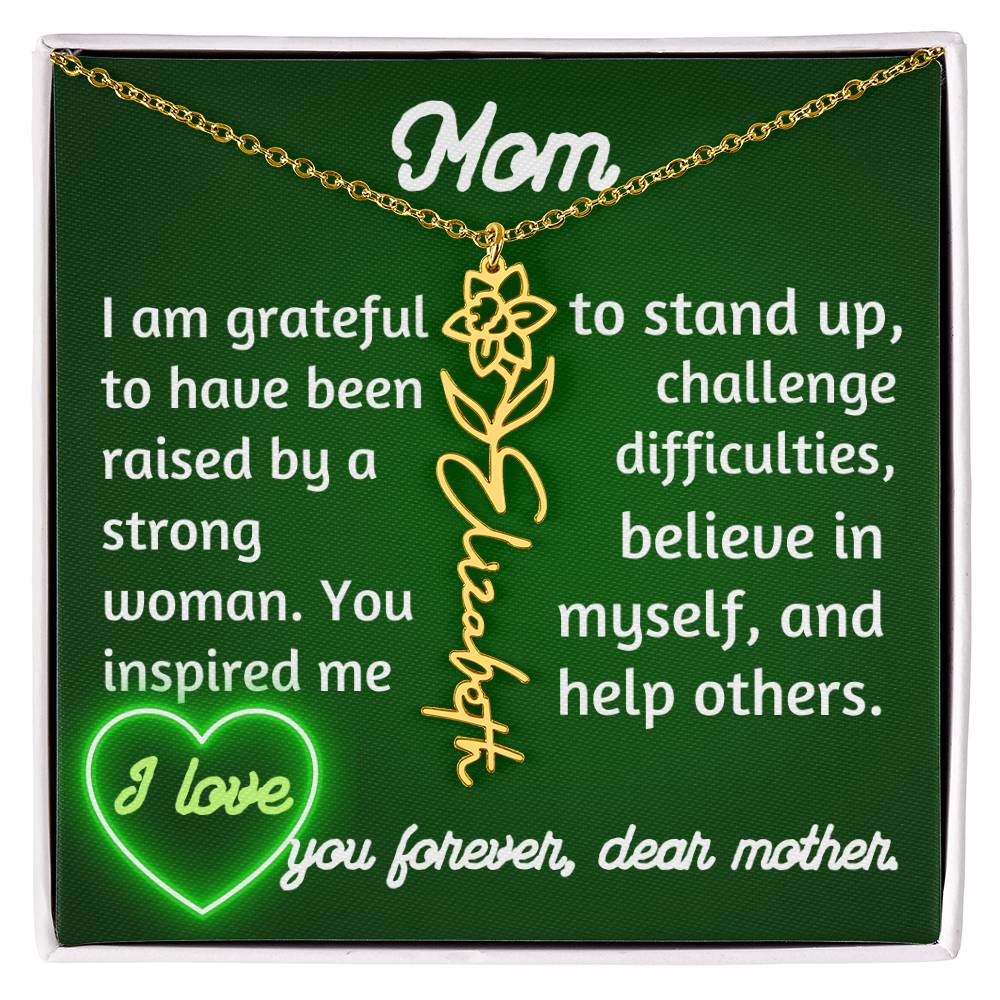 For my mom, love you forever, Flower Name Necklace