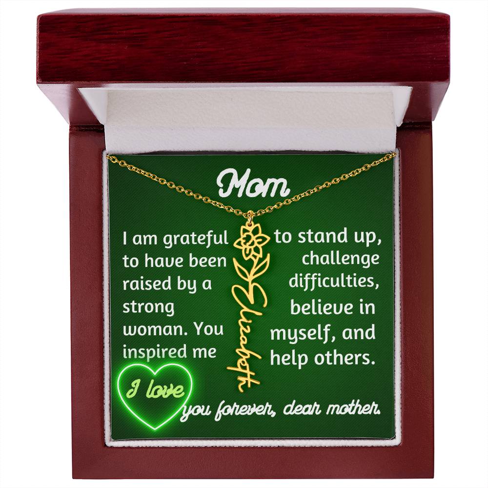 For my mom, love you forever, Flower Name Necklace