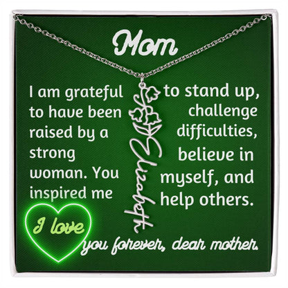For my mom, love you forever, Flower Name Necklace