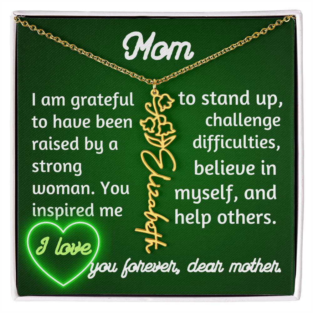 For my mom, love you forever, Flower Name Necklace