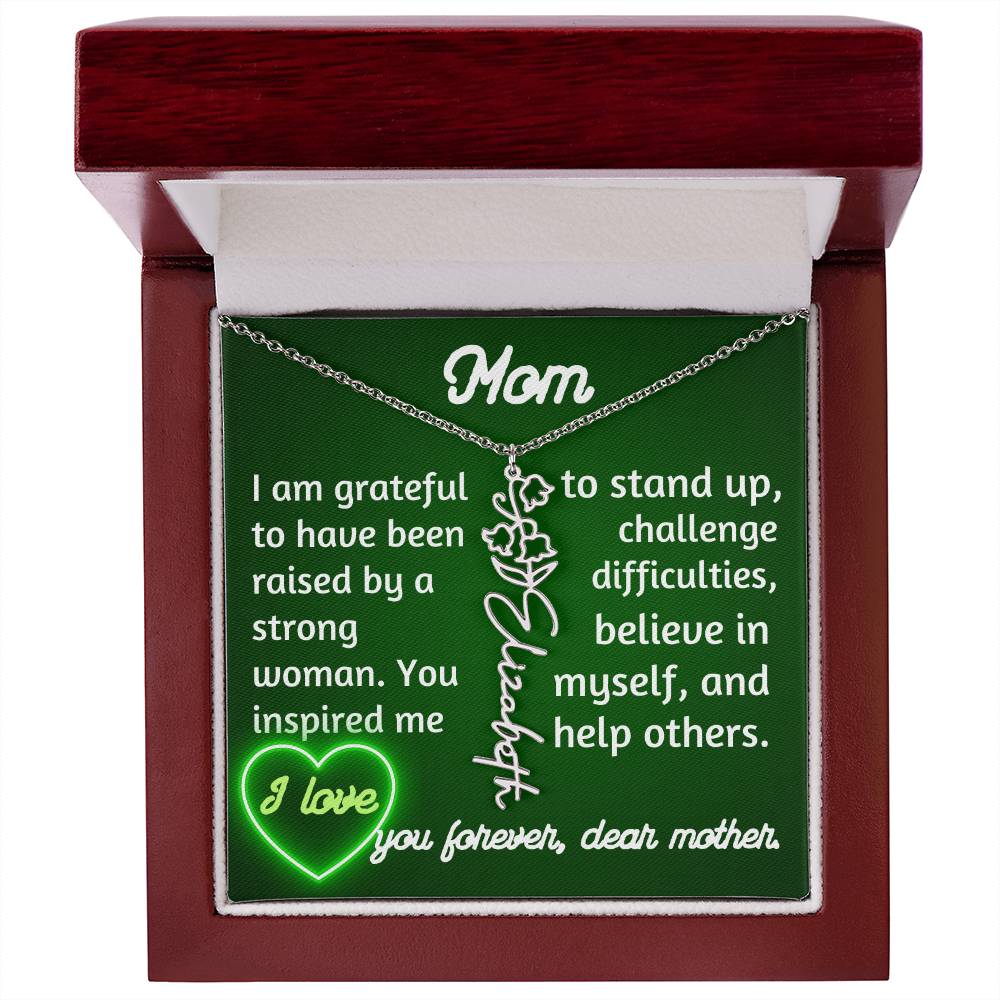 For my mom, love you forever, Flower Name Necklace