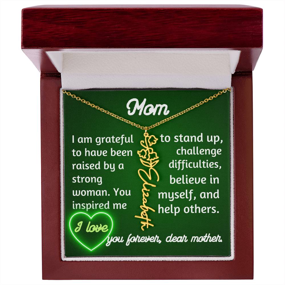 For my mom, love you forever, Flower Name Necklace