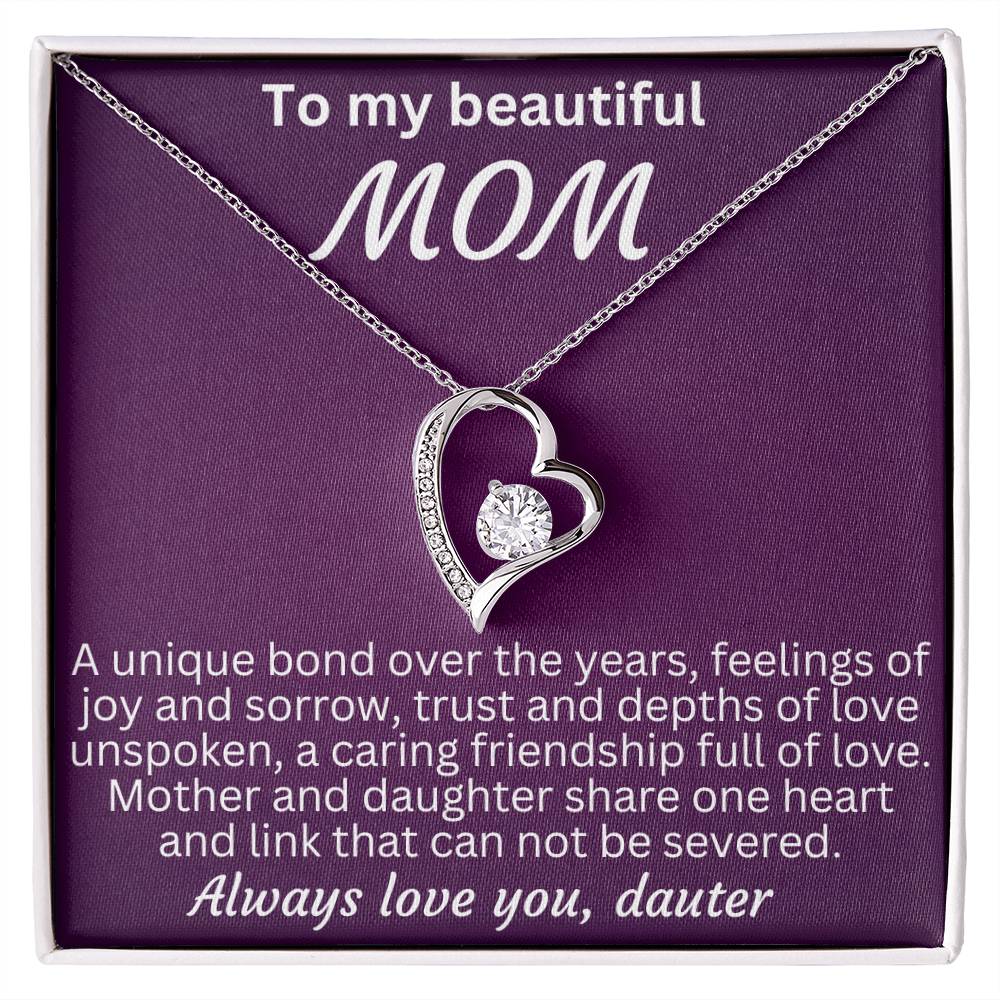 For my mom, I love you endlessly, Forever Love Necklace with On Demand Message Card